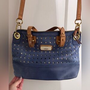 UGG Blue Leather Bag with shoulder or cross body straps